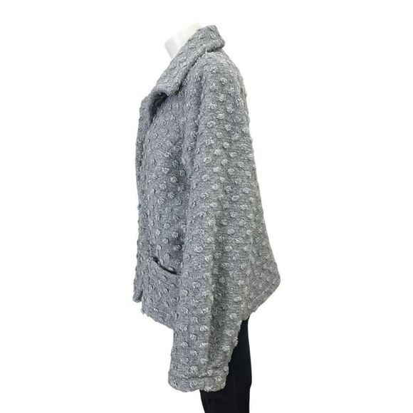 Maralyce Ferree Gray Wool Blend Popcorn Knit Buttoned Jacket size Large‎ NEW - Picture 4 of 12
